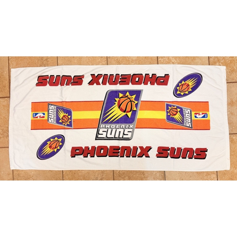 Vintage Phoenix Suns NBA Beach Bath Towel White 56x27 Basketball Logo Cotton